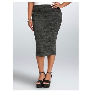 MARLED KNIT MIDI PENCIL SKIRT